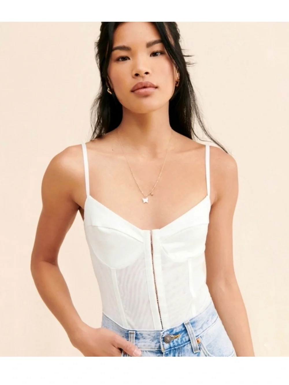 FREE PEOPLE Night Rhythm Corset Bodysuit in Ivory